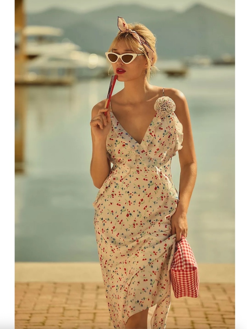 NWT $149 Anthropologie Bardot Olea Sleeveless Ruffle Midi Dress Floral Size 10